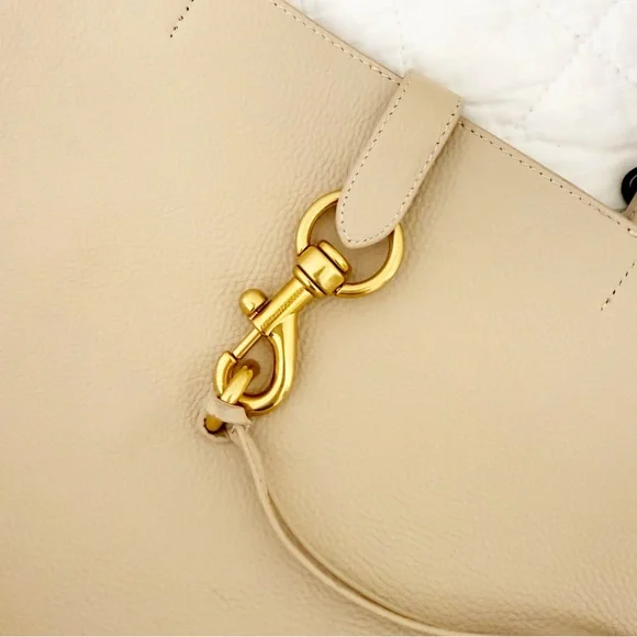 NWT Rebecca Minkoff Megan Leather Tote Stone Gold Accent NEW - Picture 4 of 11